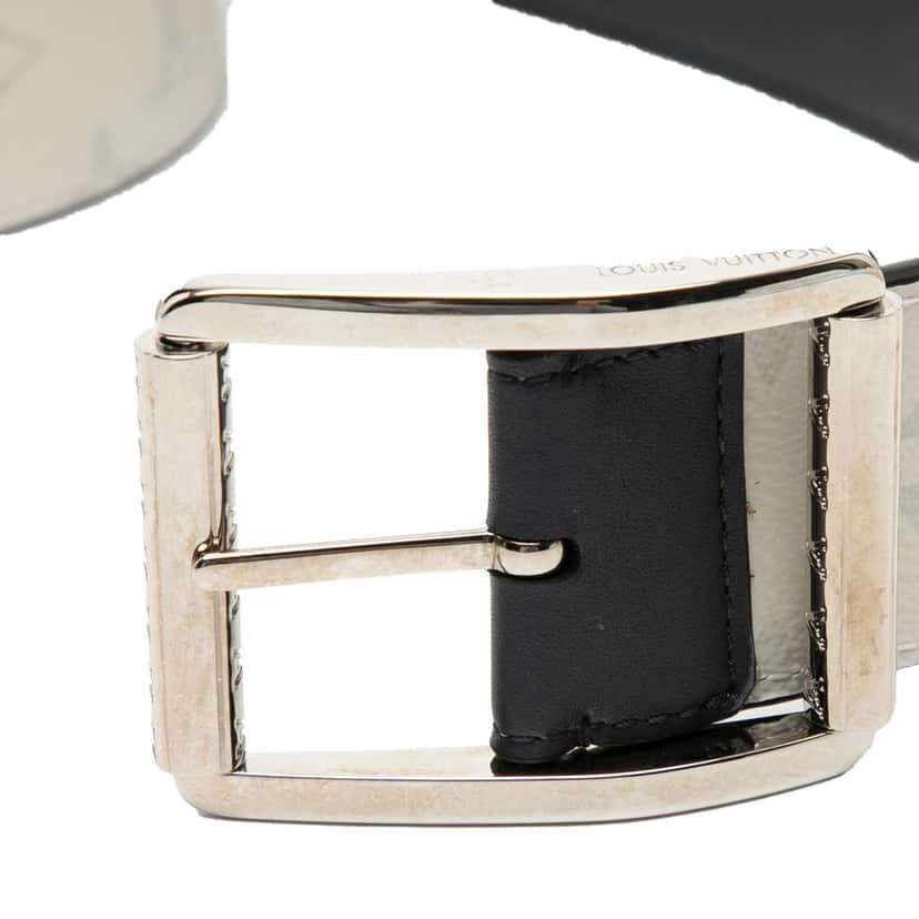 Louis Vuitton Monogram and Leather Reverso Reversible Belt White Good condition - Box View
