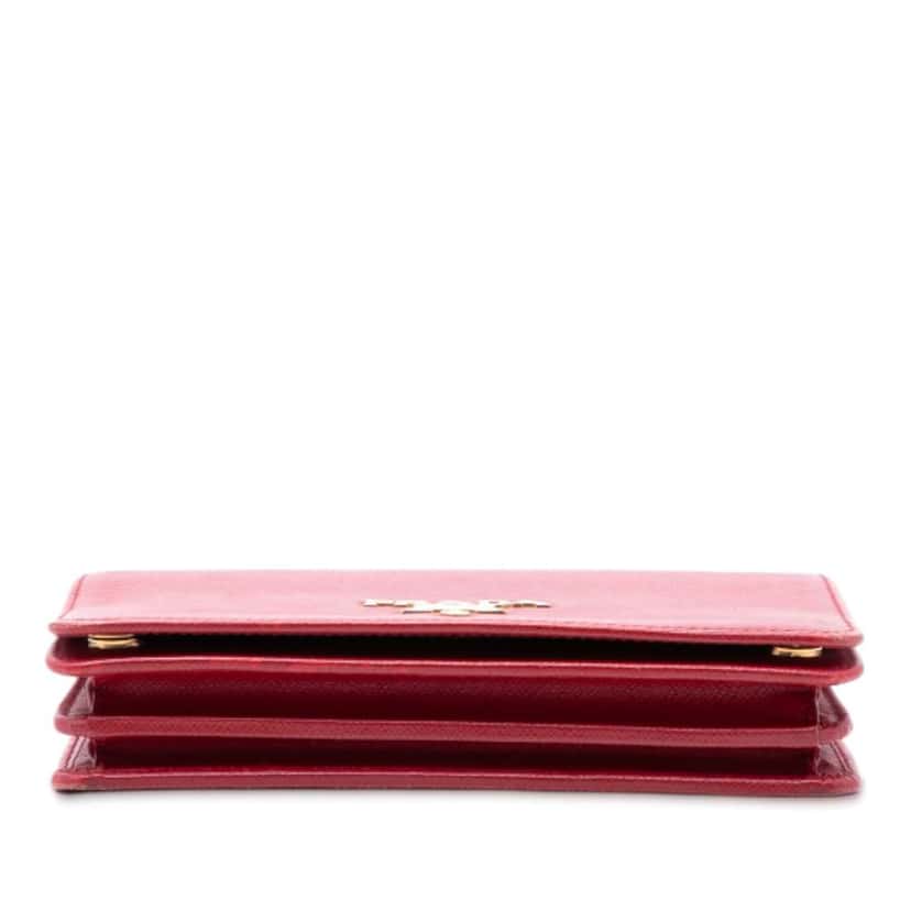 Prada Saffiano Wallet On Chain Red Leather Good condition - Inside View