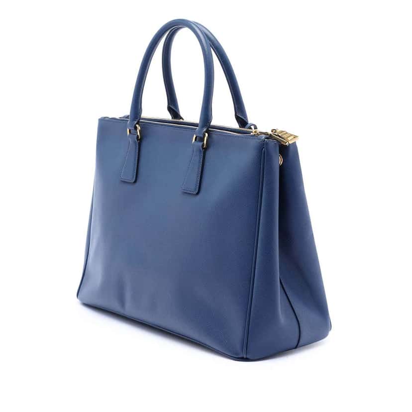 Prada Large Saffiano Lux Galleria Double Zip Tote Blue Leather Good condition - Back View
