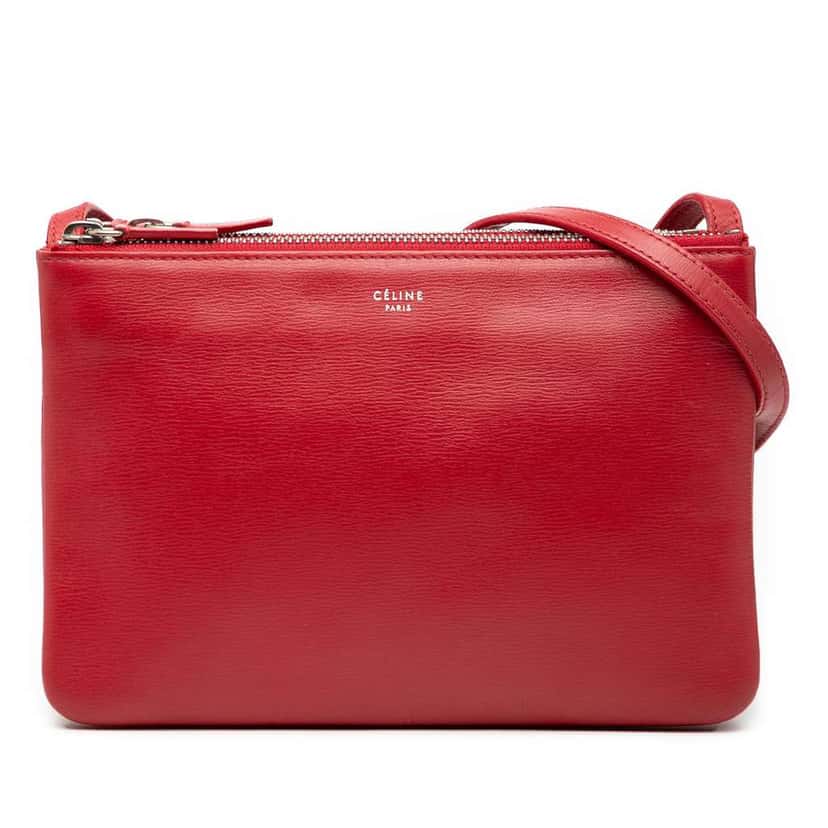 Celine Small Lambskin Trio Crossbody Red Leather Good condition - Front View