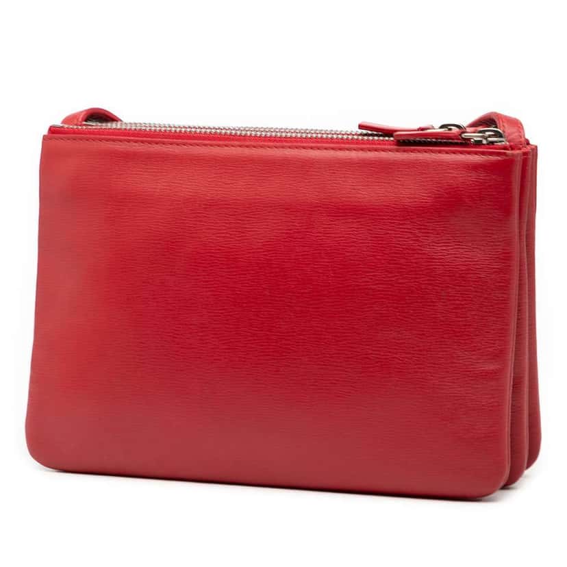 Celine Small Lambskin Trio Crossbody Red Leather Good condition - Back View