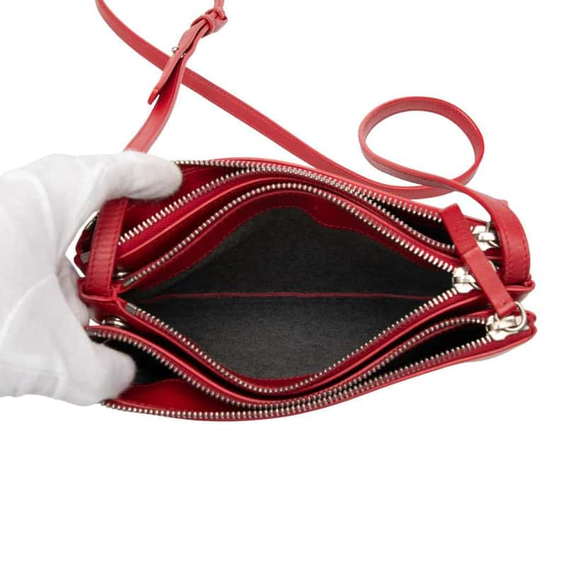 Celine Small Lambskin Trio Crossbody Red Leather Good condition - Model View