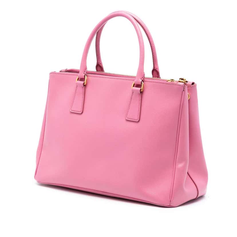Prada Medium Saffiano Lux Galleria Double Zip Satchel Pink Leather Good condition - Back View