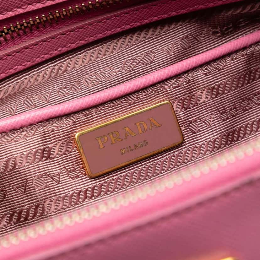 Prada Medium Saffiano Lux Galleria Double Zip Satchel Pink Leather Good condition - Box View