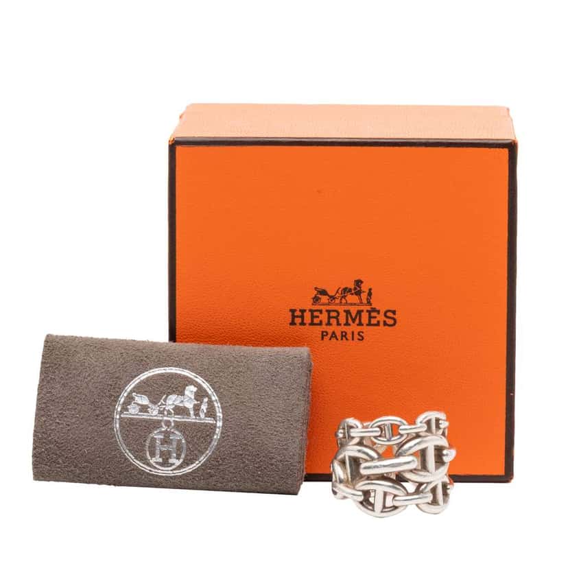 Hermès Large Sterling Silver Chaine d'Ancre Enchainee Ring Silver Silver Very good condition - Box View