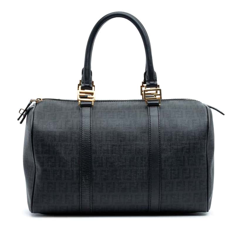 Fendi Zucchino Spalmati Boston Bag Black Canvas Good condition - Front View