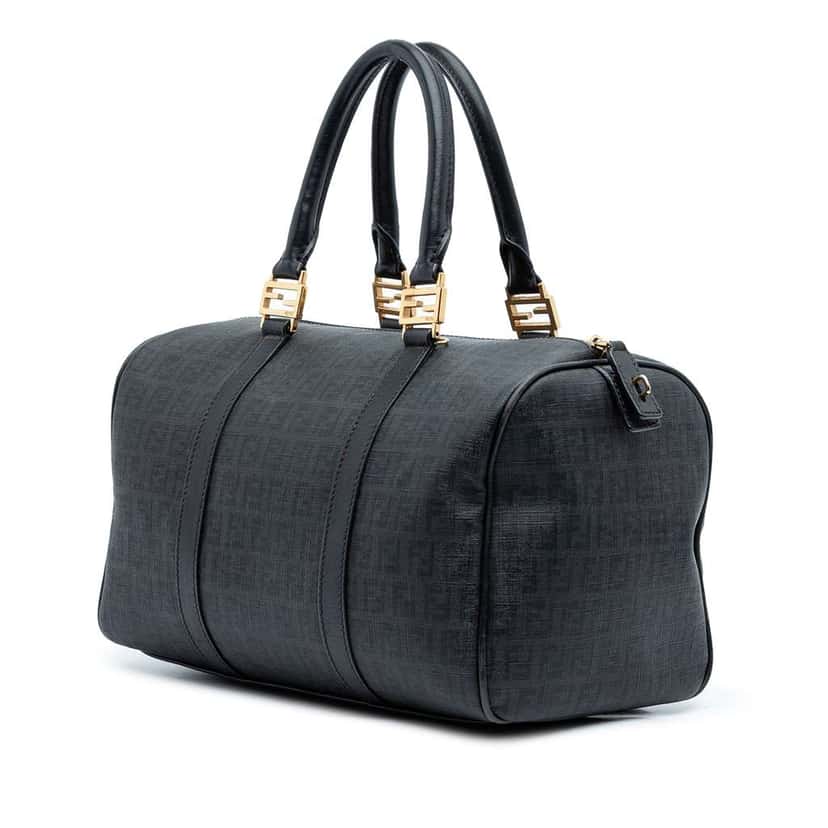 Fendi Zucchino Spalmati Boston Bag Black Canvas Good condition - Back View