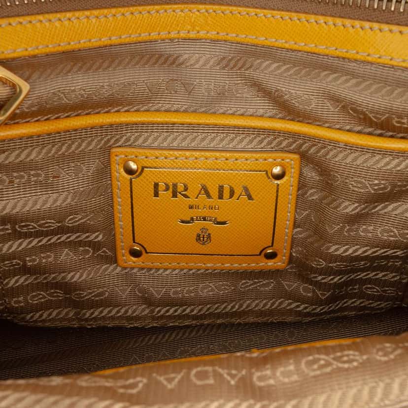 Prada Saffiano Trimmed Canvas Canapa Logo Satchel Brown Canvas Good condition - Box View