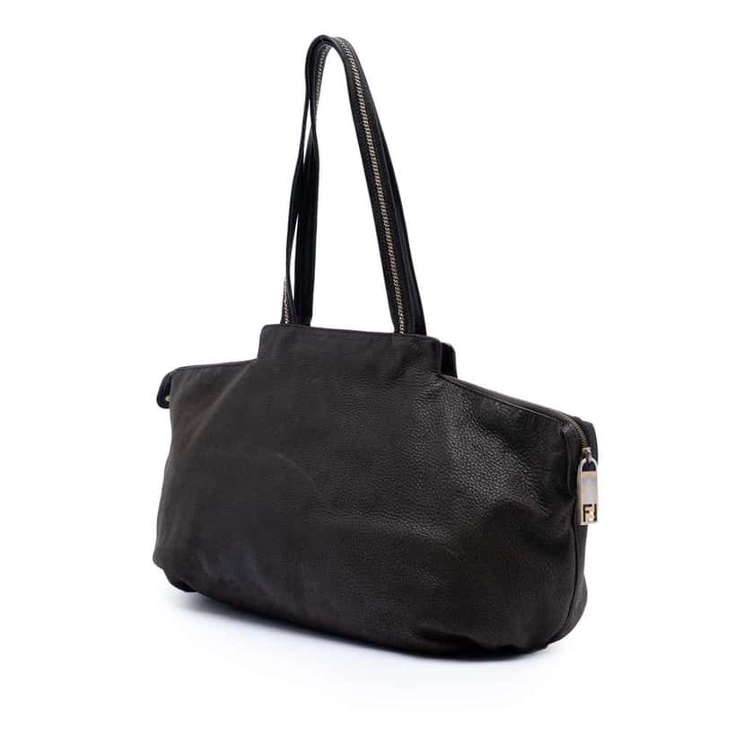 Fendi Medium FF Nubuck Chains Tote Brown Leather Good condition - Back View