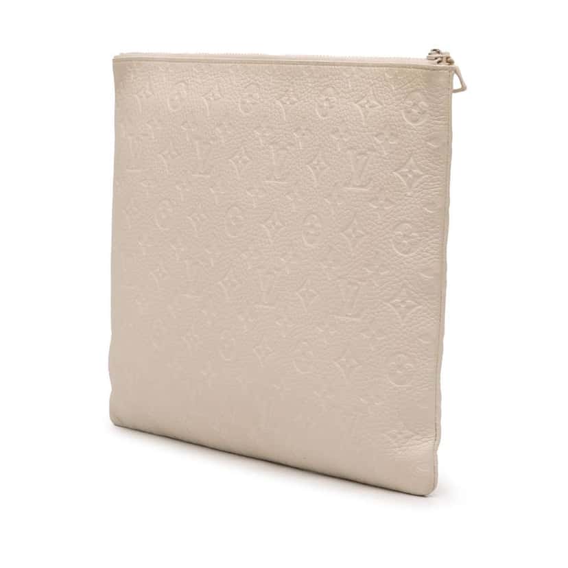 Louis Vuitton Monogram Taurillon A4 Pouch White Leather Good condition - Back View