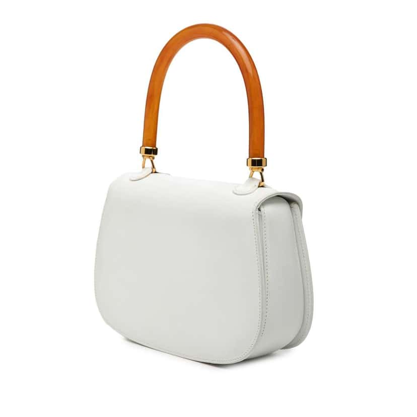Gucci Calfskin Bakelite Night White Leather Good condition - Back View