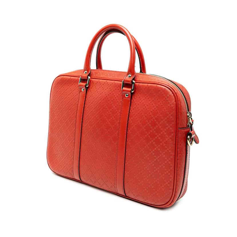 Gucci Medium Diamante Bright Leather Business Bag Red Leather Good condition - Back View
