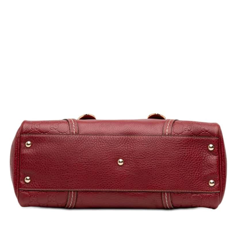 Gucci Guccissima Trimmed Leather Signoria Handbag Red Leather Good condition - Inside View