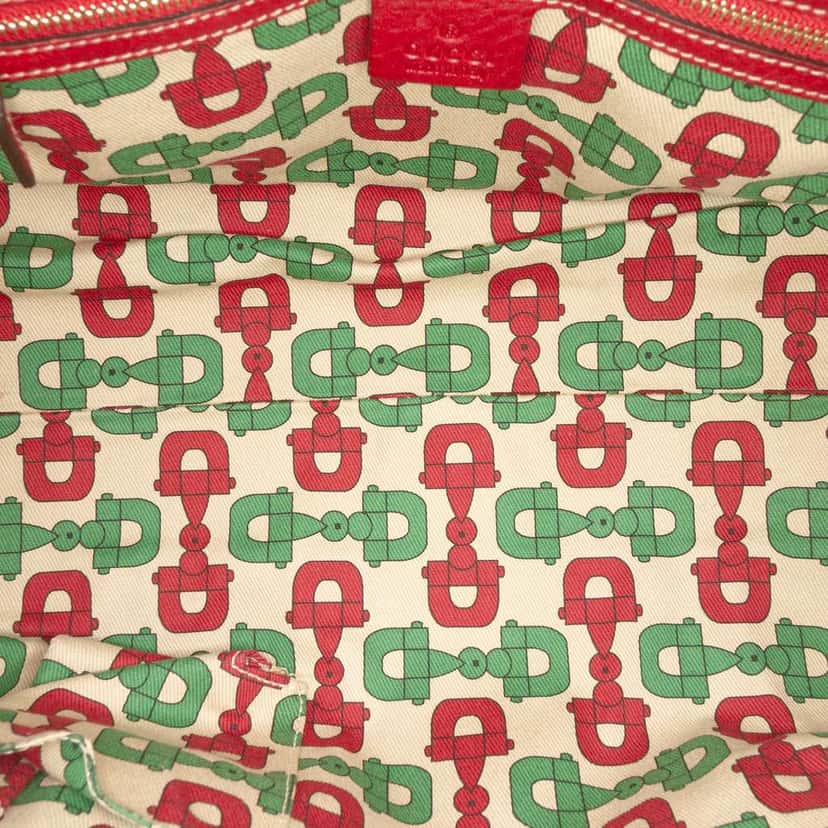 Gucci Guccissima Trimmed Leather Signoria Handbag Red Leather Good condition - Model View