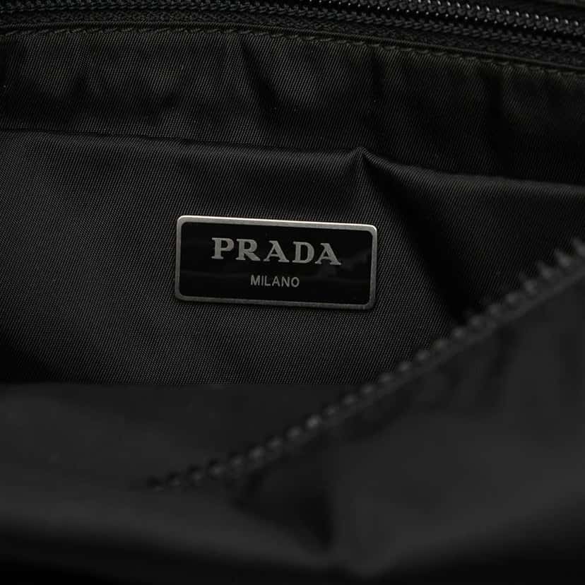 Prada Soft Calf Trimmed Tessuto Double Buckle Belt Bag Black Good condition - Box View