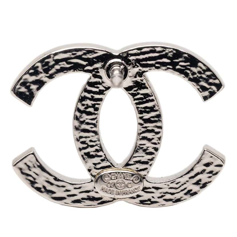 Chanel CC Silver Plated Multicolor Crystal Brooch Silver Metal Good condition - Inside View