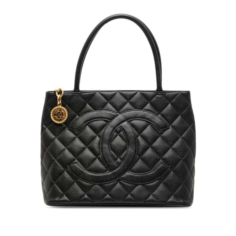 Chanel Caviar Medallion Tote Black Leather Good condition - Front View