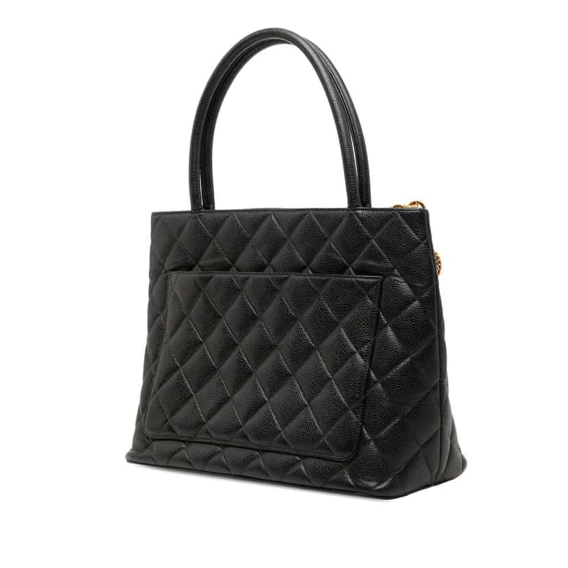 Chanel Caviar Medallion Tote Black Leather Good condition - Back View