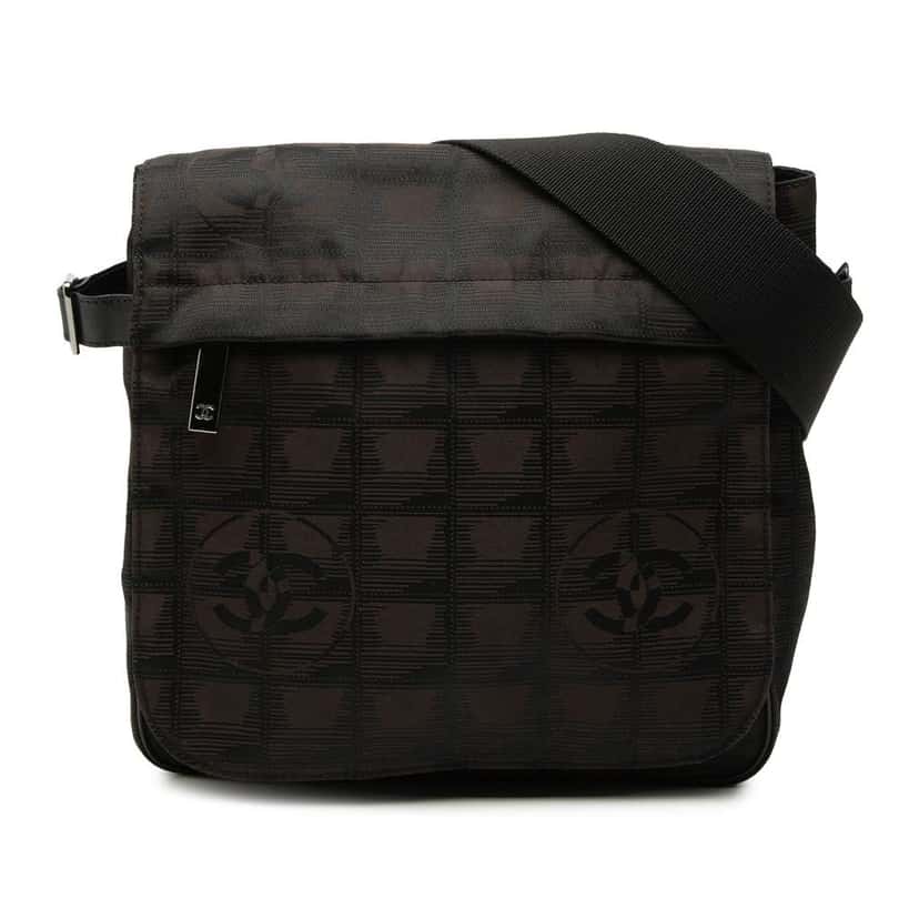 Chanel New Travel Line Nylon Messenger Bag Brown Good condition - Front View