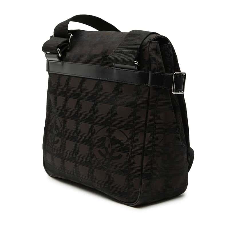 Chanel New Travel Line Nylon Messenger Bag Brown Good condition - Back View