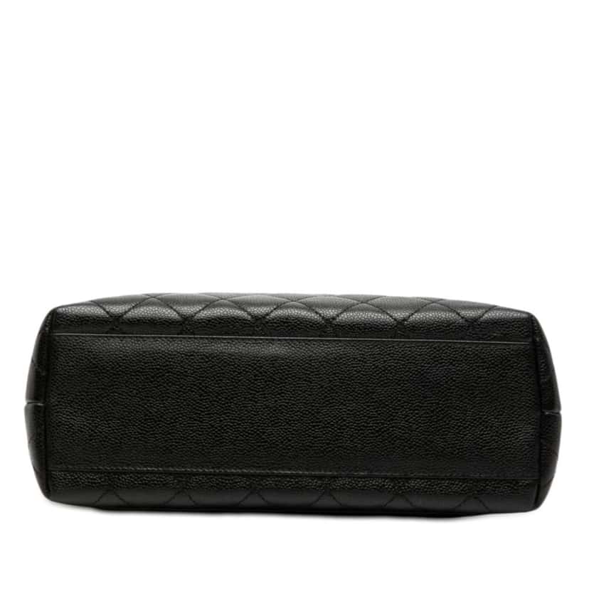 Chanel CC Quilted Caviar Kelly Top Handle Bag Black Leather Good condition - Inside View