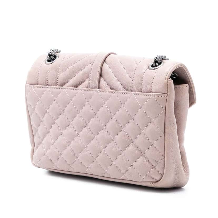 Saint Laurent Medium Sheepskin Triquilt Monogram College Bag Pink Leather Good condition - Back View