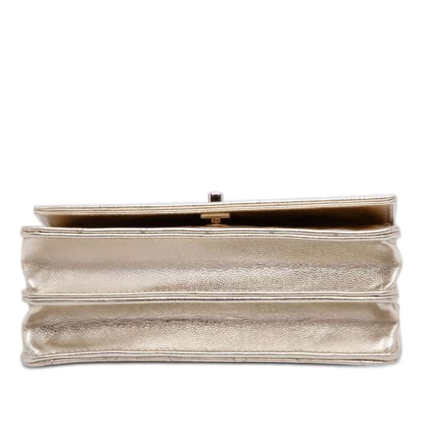 Chanel CC Quilted Metallic Caviar Top Handle Wallet on Chain Gold Leather Good condition - Inside View