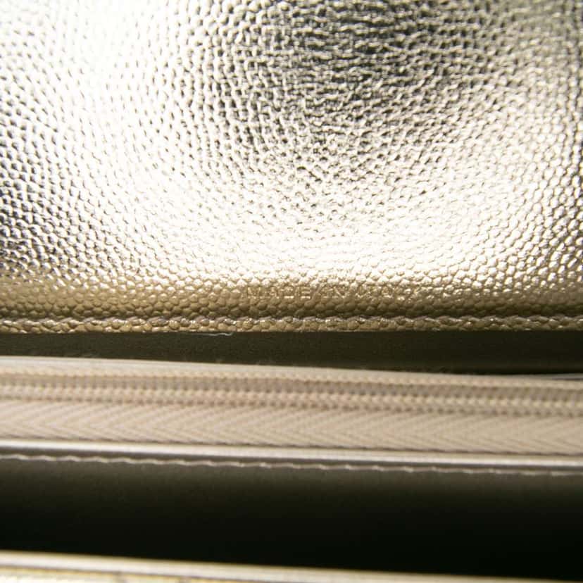 Chanel CC Quilted Metallic Caviar Top Handle Wallet on Chain Gold Leather Good condition - Box View