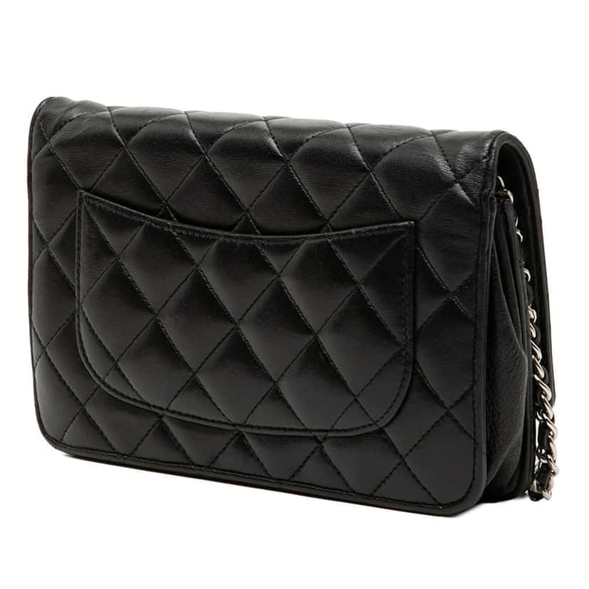 Chanel CC Quilted Lambskin Wallet On Chain Black Leather Good condition - Back View