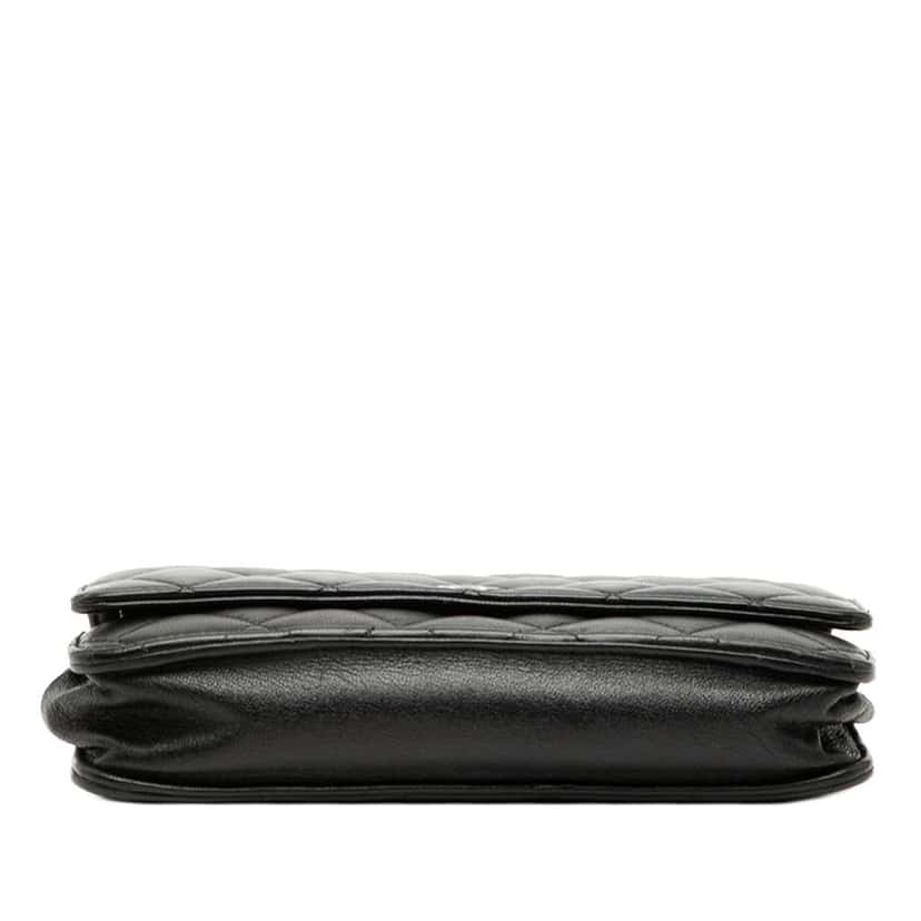 Chanel CC Quilted Lambskin Wallet On Chain Black Leather Good condition - Inside View