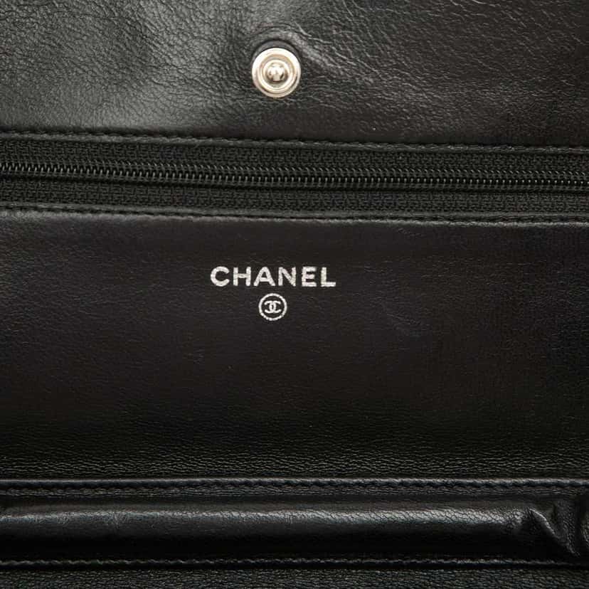 Chanel CC Quilted Lambskin Wallet On Chain Black Leather Good condition - Box View
