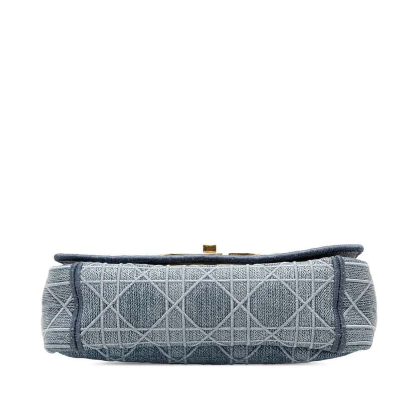 Dior Small Embroidered Denim Cannage Caro Bag Blue Denim Very good condition - Inside View