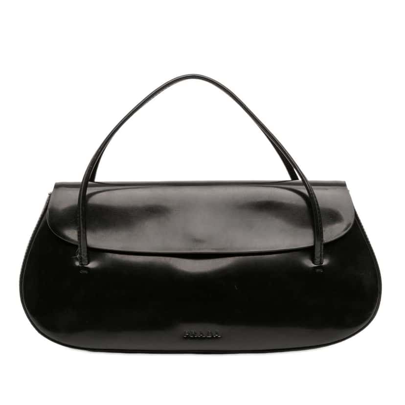 Prada Spazzolato Flap Handbag Black Leather Good condition - Front View