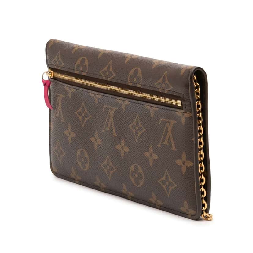 Louis Vuitton Monogram Christmas Animation Bears on Skis Pochette Weekend Chain Wallet Brown Very good condition - Back View