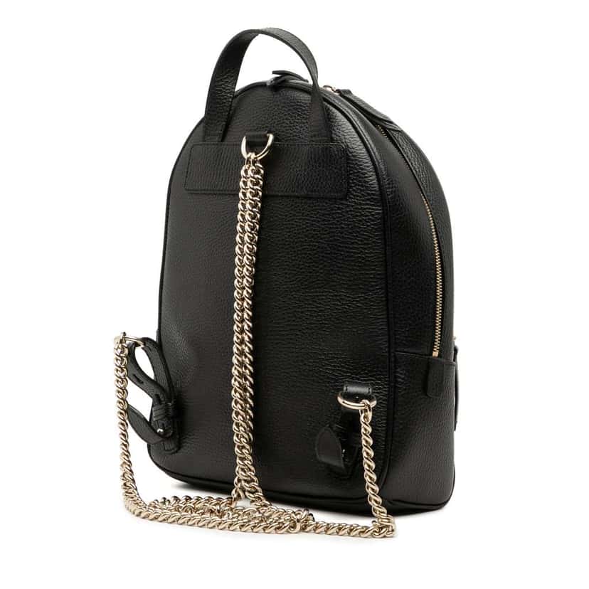 Gucci Pebbled Calfskin Soho Chain Backpack Black Leather Good condition - Back View