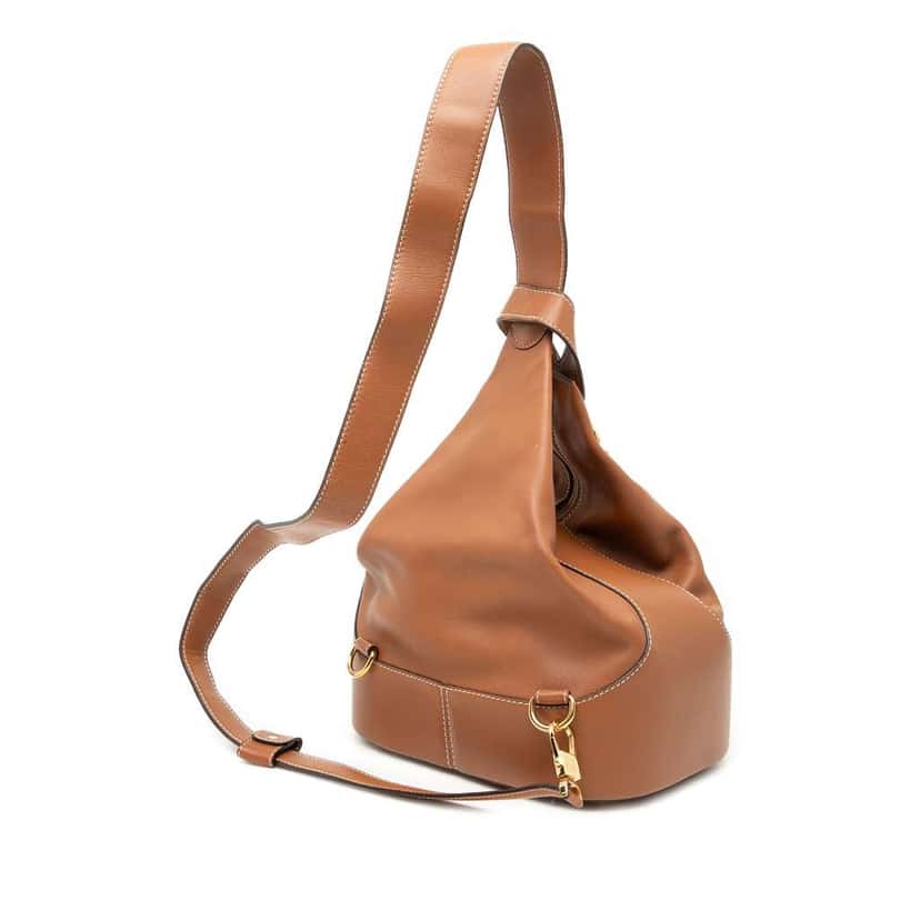 Loewe Leather Anton Triangle Backpack Brown Leather Good condition - Back View