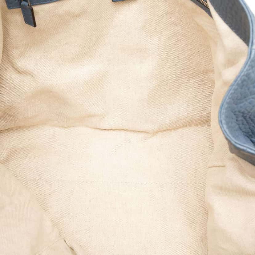Gucci Large Grained Leather Tote Blue Leather Good condition - Model View