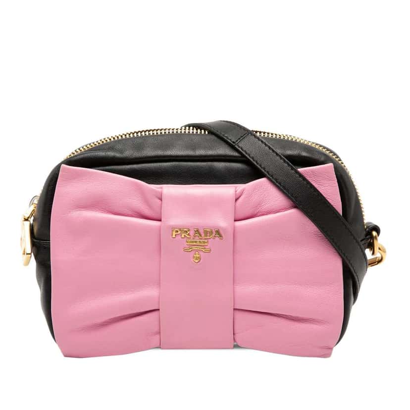 Prada Nappa Fiocco Bow Crossbody Black Leather Good condition - Front View
