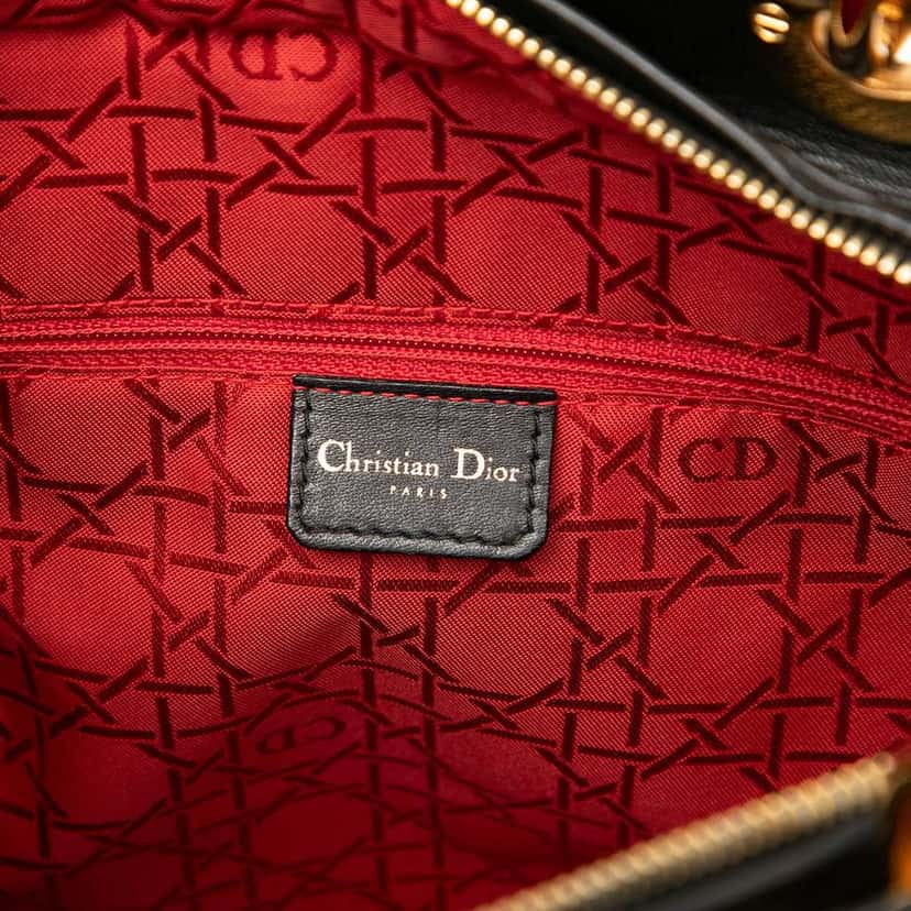 Dior Large Lambskin Cannage Lady Dior Black Leather Very good condition - Box View