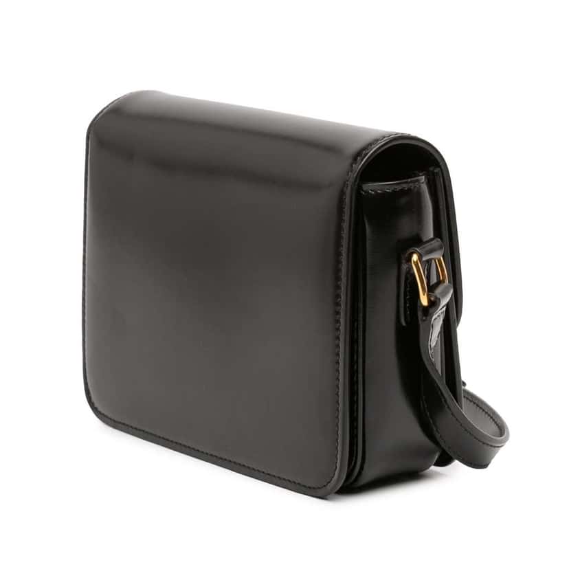 Celine Teen Shiny Calfskin Triomphe Crossbody Black Leather Good condition - Back View