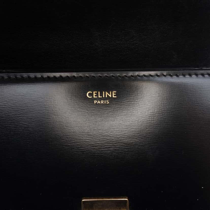 Celine Teen Shiny Calfskin Triomphe Crossbody Black Leather Good condition - Box View