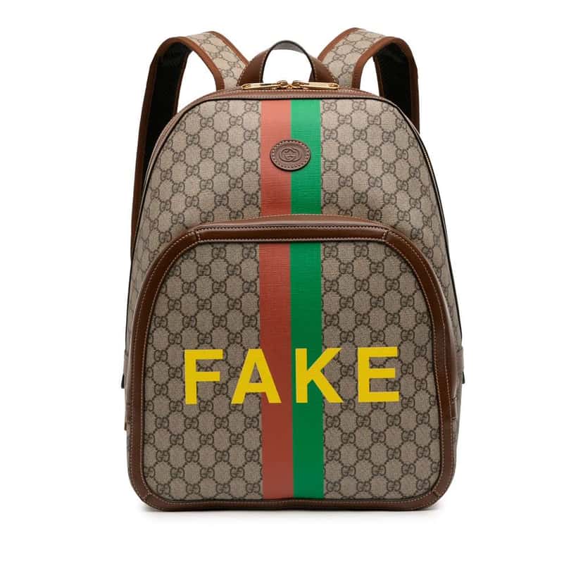 Gucci Medium GG Supreme Fake Not Backpack Brown Canvas Very good condition - Front View