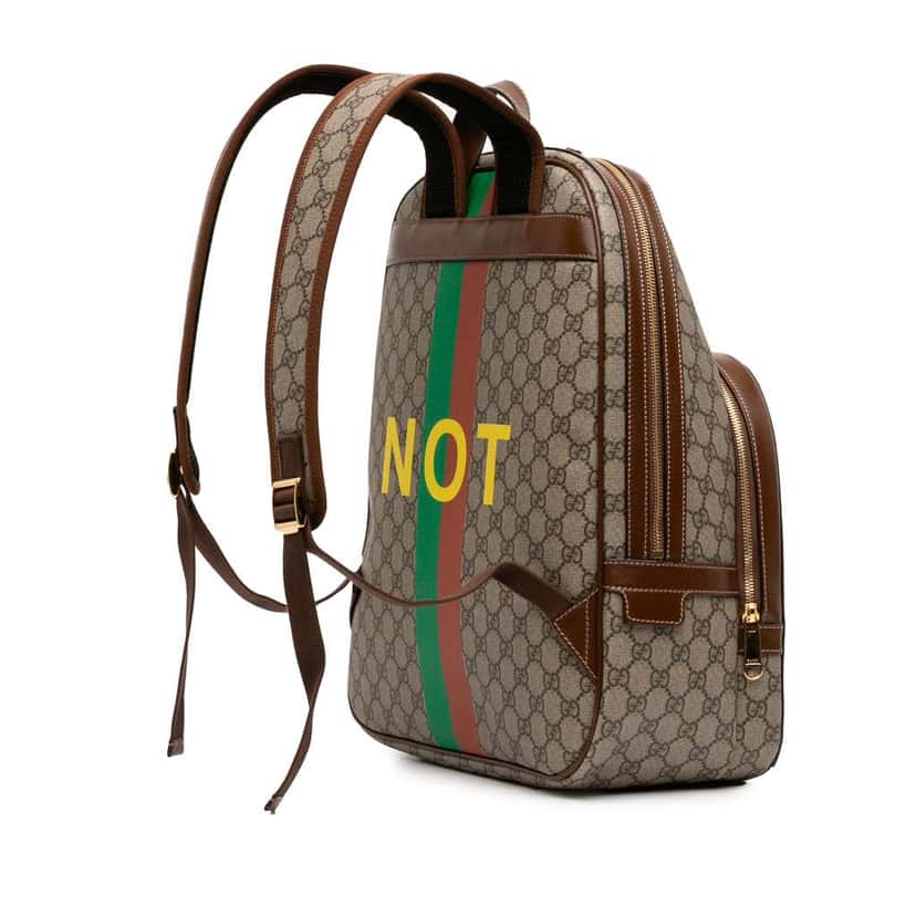 Gucci Medium GG Supreme Fake Not Backpack Brown Canvas Very good condition - Back View