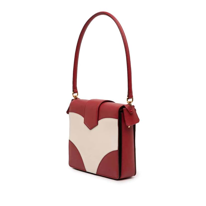 Prada Bicolor Saffiano Turnlock Satchel White Leather Good condition - Back View