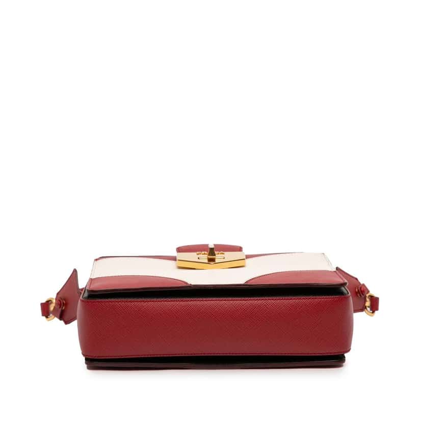 Prada Bicolor Saffiano Turnlock Satchel White Leather Good condition - Inside View