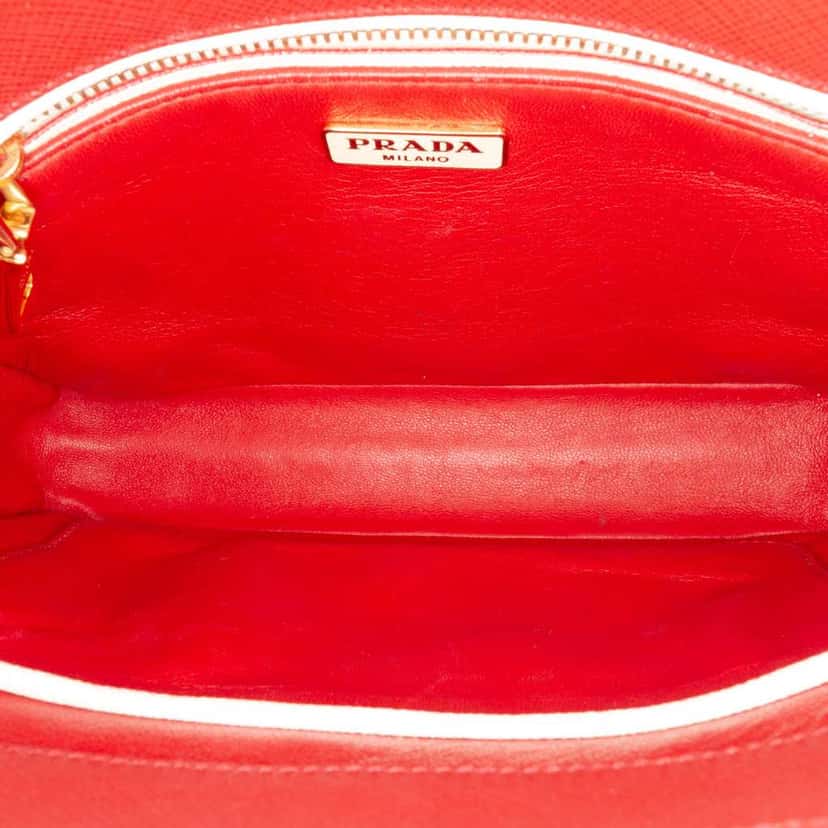 Prada Bicolor Saffiano Turnlock Satchel White Leather Good condition - Model View