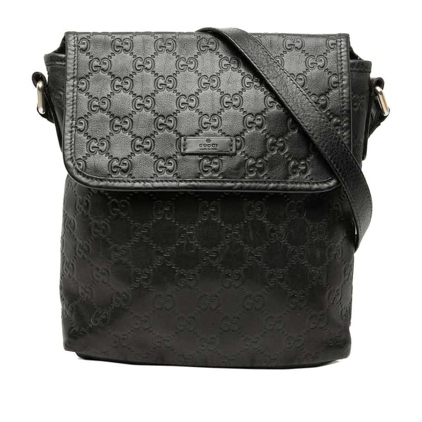 Gucci Guccissima Crossbody Black Leather Fair condition - Front View