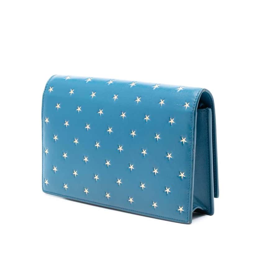 Saint Laurent Calfskin Star Print Classic Monogram Kate Tassel Wallet on Chain Blue Leather Good condition - Back View
