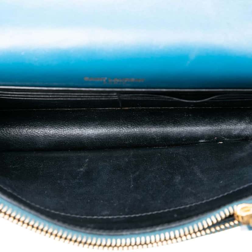 Saint Laurent Calfskin Star Print Classic Monogram Kate Tassel Wallet on Chain Blue Leather Good condition - Model View