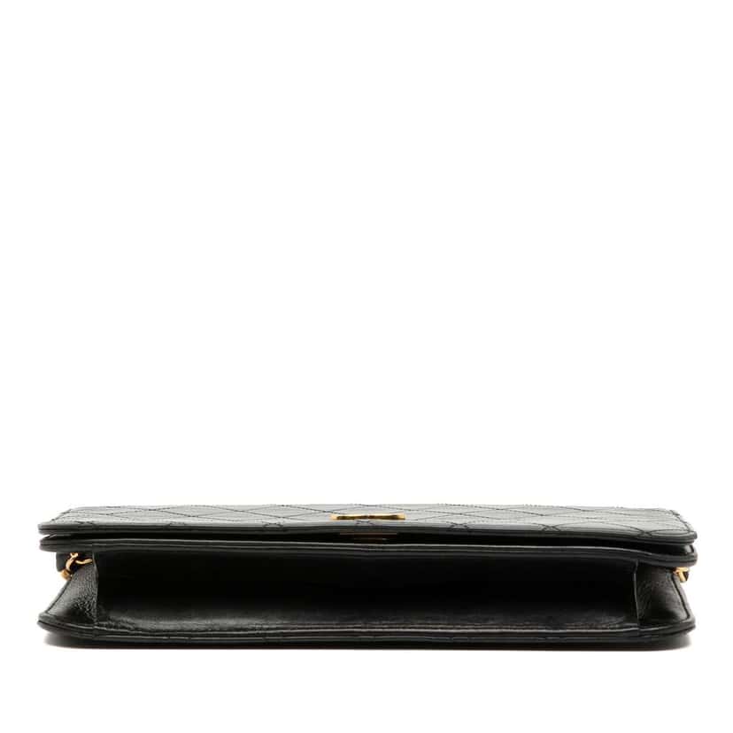 Chanel CC Quilted Lambskin Full Single Flap Black Leather Good condition - Inside View